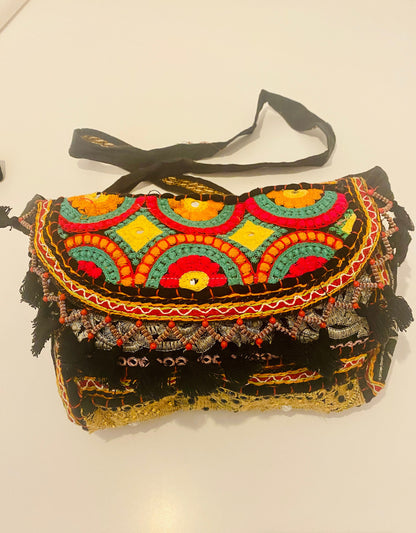 Colourful Upcycled Banjara Sling Hand Made Bag | Cross body Handbag with Intricate Design | Gift for Women | Indian Bag - JayKayBoutiqueOnline