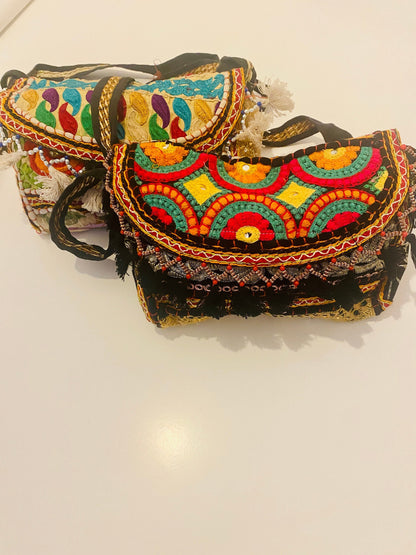 Colourful Upcycled Banjara Sling Hand Made Bag | Cross body Handbag with Intricate Design | Gift for Women | Indian Bag - JayKayBoutiqueOnline