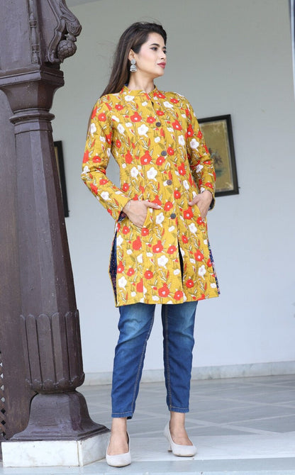 Stylish Floral Reversible Quilted Jacket for Women - JayKayBoutiqueOnline