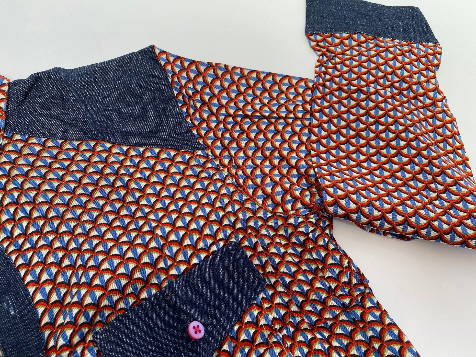 Western Denim Patch Shirt with Chest Pockets - JayKayBoutiqueOnline