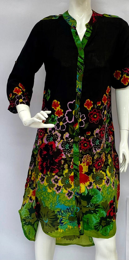Floral Print Viscose Overshirt Dress - JayKayBoutiqueOnline