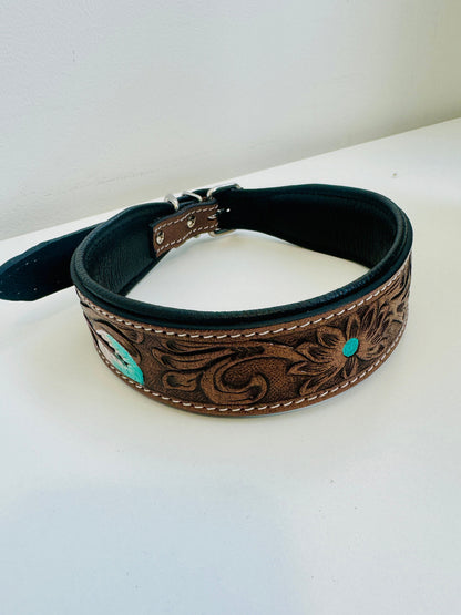 Hand Carved Leather Dog Collar Padded - JayKayBoutiqueOnline