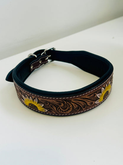 Hand Carved Leather Dog Collar Padded - JayKayBoutiqueOnline
