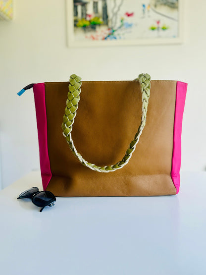 Colourful Leather Tote Bag with Animal Print - JayKayBoutiqueOnline