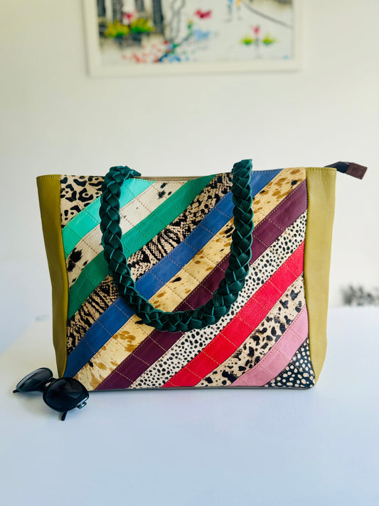 Patchwork Leather Tote Bag - JayKayBoutiqueOnline