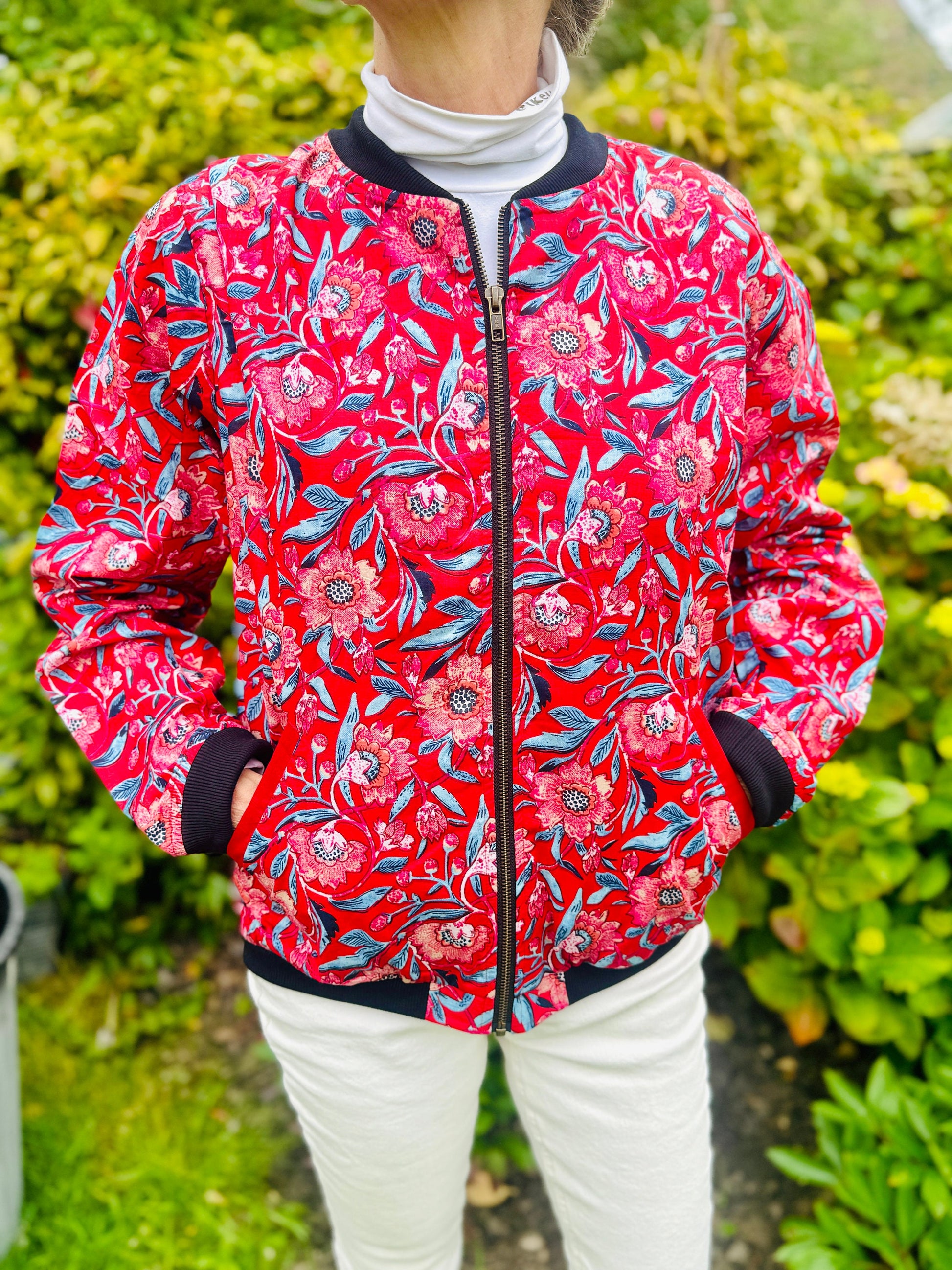 Floral Cotton Bomber Jacket - Jay Kay Boutique Spring Style - JayKayBoutiqueOnline