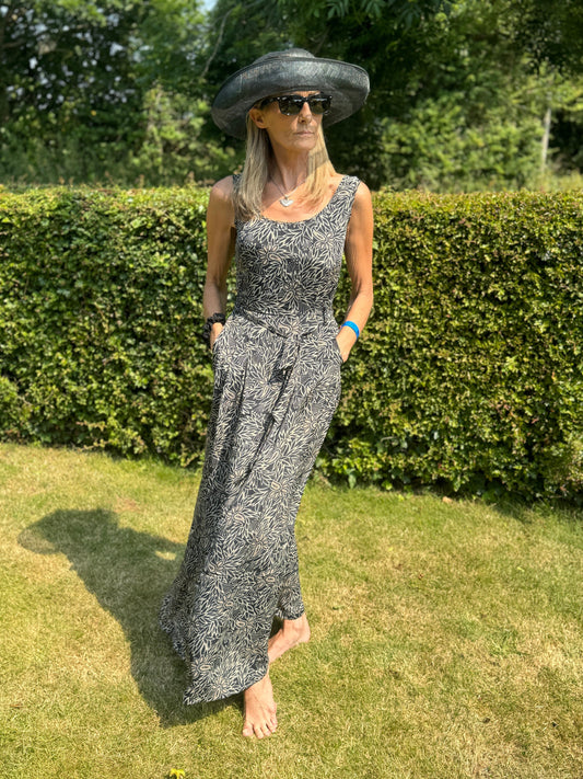 Summer Silk Maxi Dress with Flattering Stretch Waist and Matching Top - JayKayBoutiqueOnline