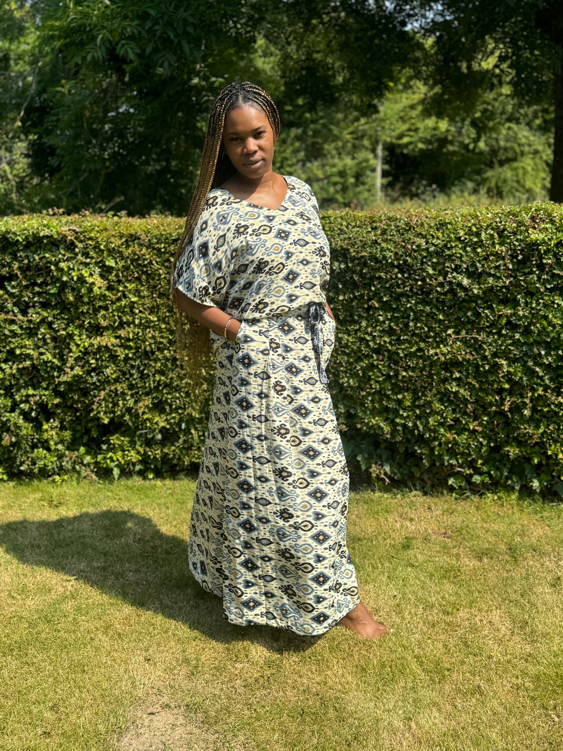 Maxi Dress with Flattering Stretch Waist and Matching Top - JayKayBoutiqueOnline