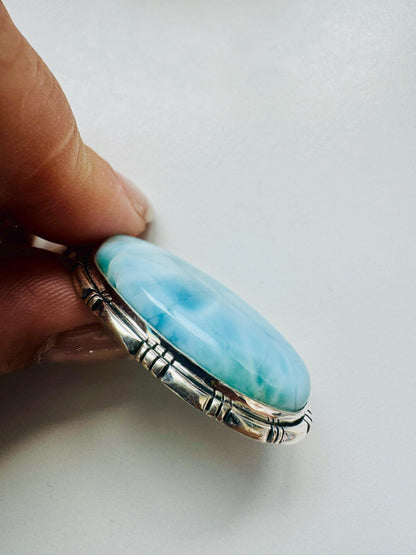 Larimar Pendant Hand Crafted from 925 German Silver | Larimar Gemstone Pendant | Artisan Larimar Pendant | Genuine Larimar Pendant - JayKayBoutiqueOnline
