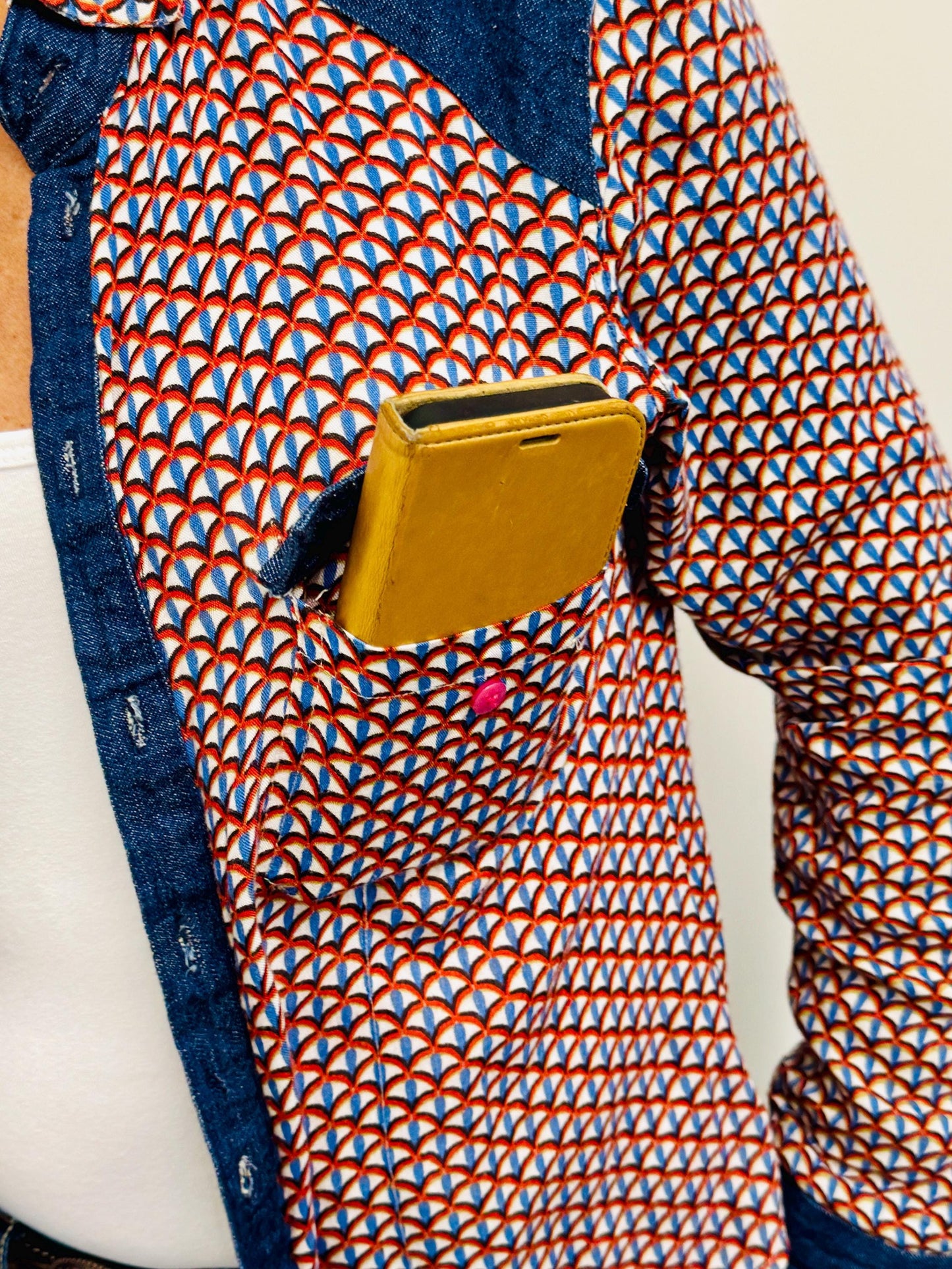 Western Denim Patch Shirt with Chest Pockets - JayKayBoutiqueOnline