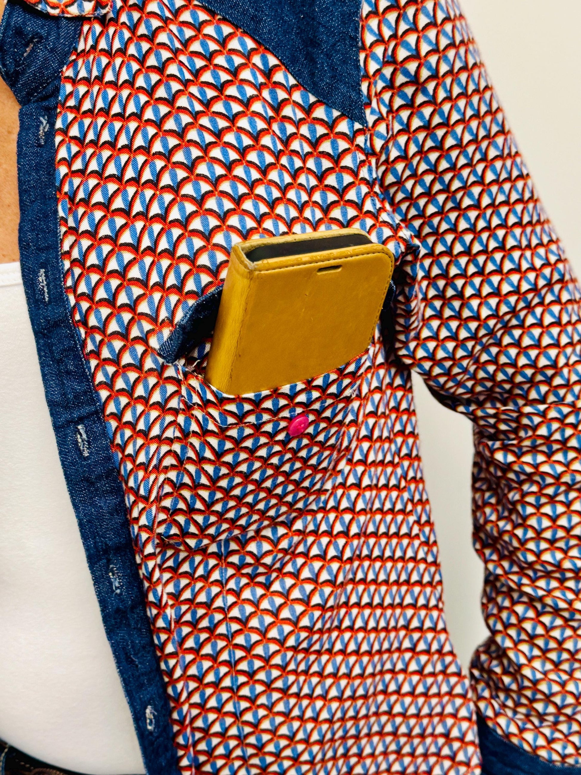 Western Denim Patch Shirt with Chest Pockets - JayKayBoutiqueOnline