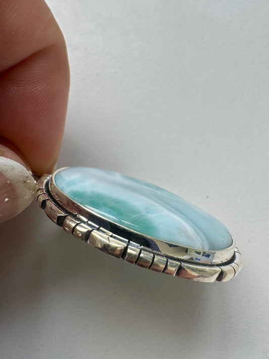 Larimar Pendant Hand Crafted from 925 German Silver | Larimar Gemstone Pendant | Artisan Larimar Pendant | Genuine Larimar Pendant - JayKayBoutiqueOnline