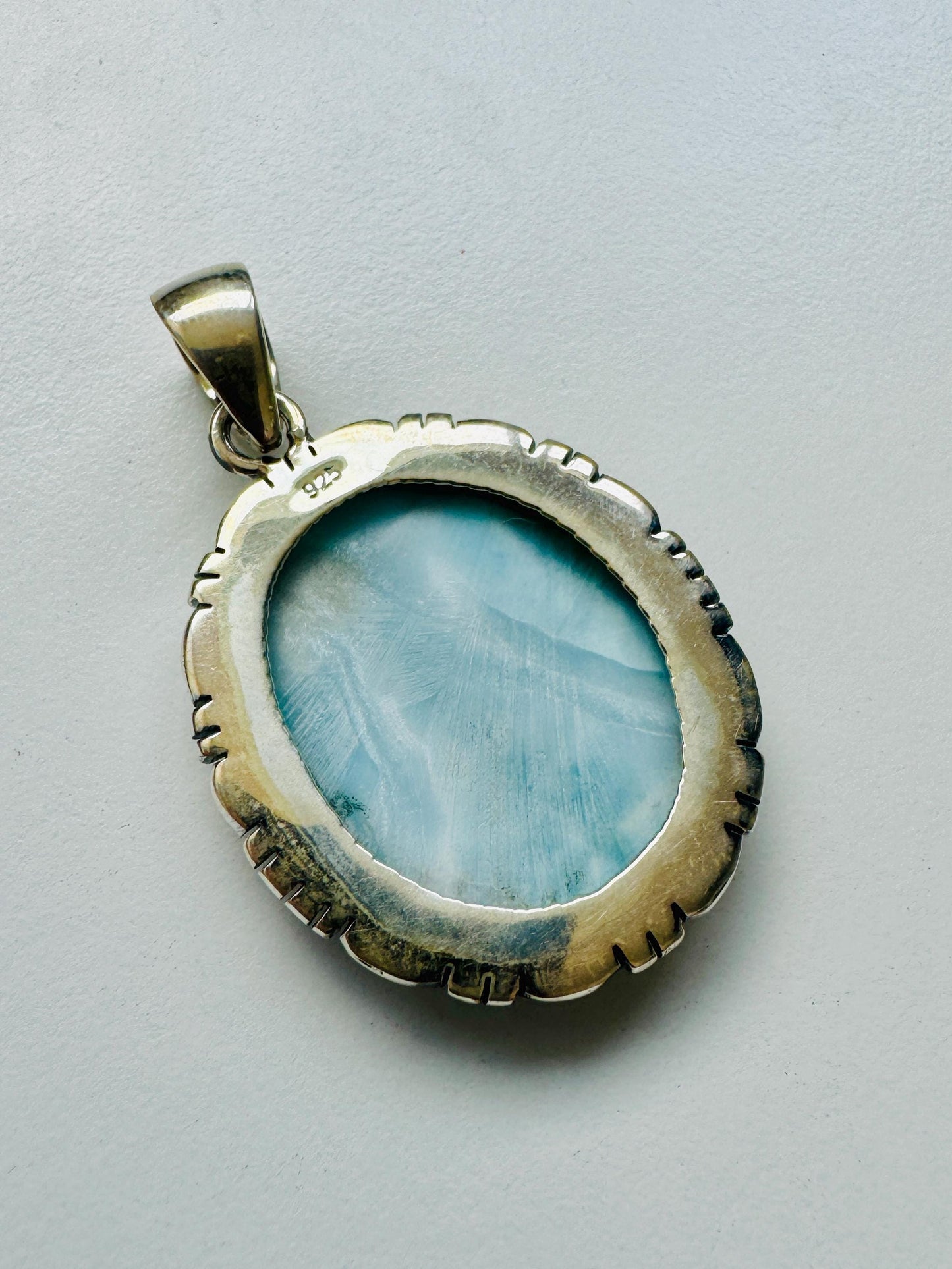 Larimar Pendant Hand Crafted from 925 German Silver | Larimar Gemstone Pendant | Artisan Larimar Pendant | Genuine Larimar Pendant - JayKayBoutiqueOnline
