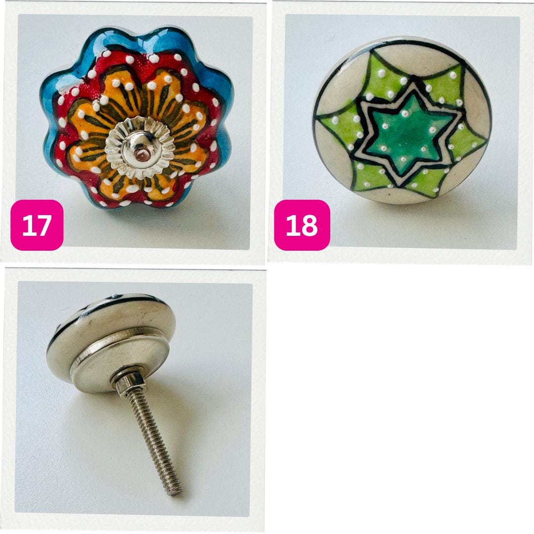 Ceramic Doors Knobs | Hand Painted Doors Knobs | Cabinet Door Knobs | Cupboard Handle | Various Designs and Patterns | Multicoloured - JayKayBoutiqueOnline