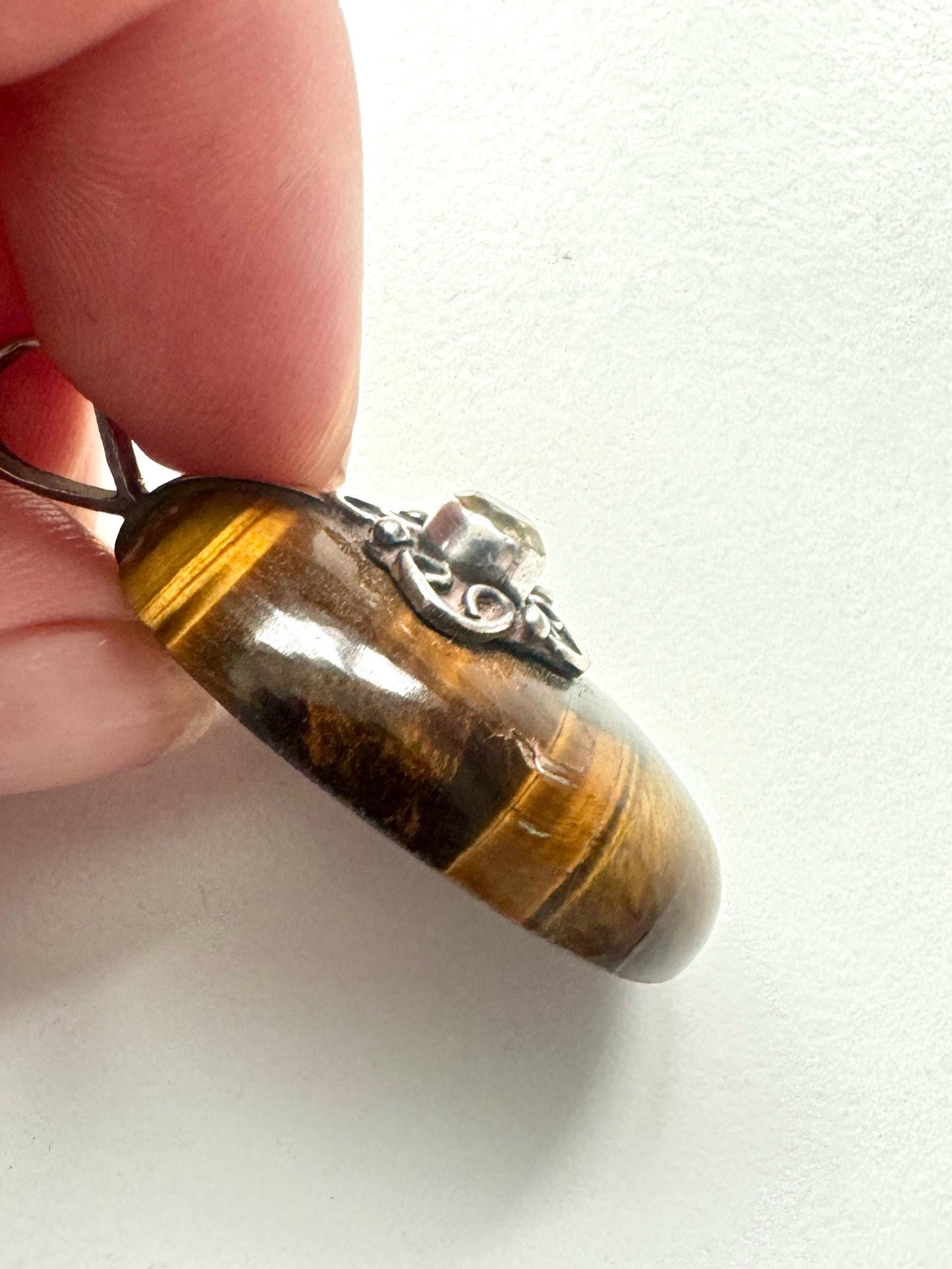 Vintage Sterling Silver Tiger's Eye Owl Pendant - Wisdom & Protection - JayKayBoutiqueOnline