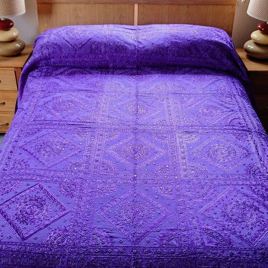 Hand Embroidered Indian Bedspread - JayKayBoutiqueOnline