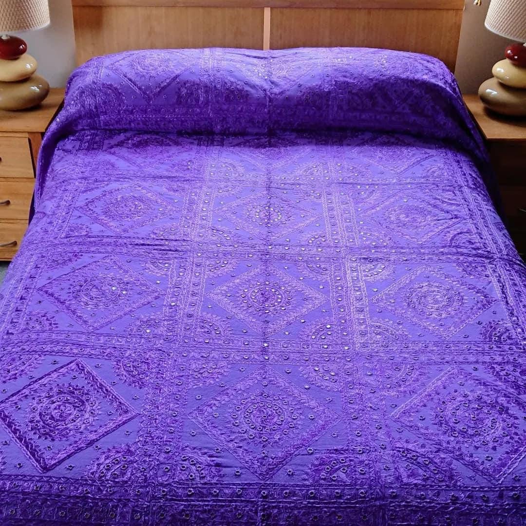 Indian Mirrorwork Hand Made Bedspread - JayKayBoutiqueOnline