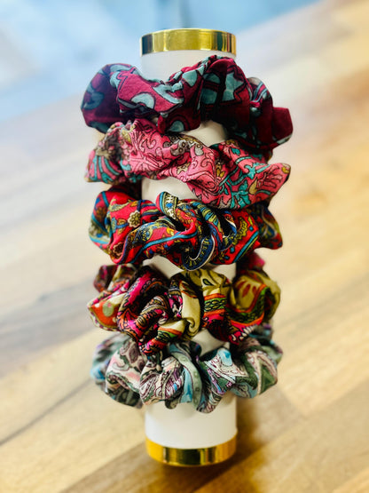 Sustainable 100% Saree Silk Scrunchies - JayKayBoutiqueOnline