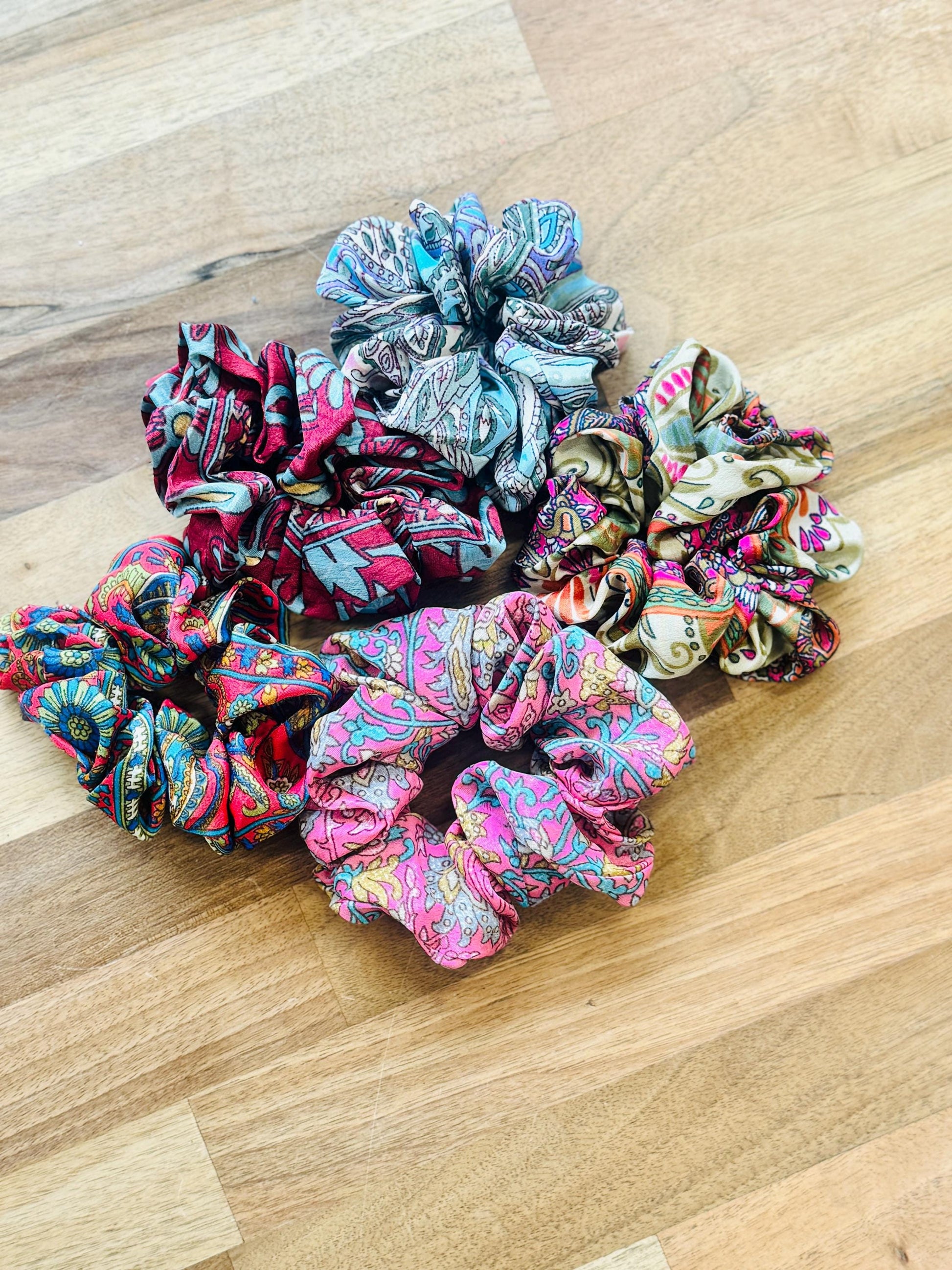 Sustainable 100% Saree Silk Scrunchies - JayKayBoutiqueOnline