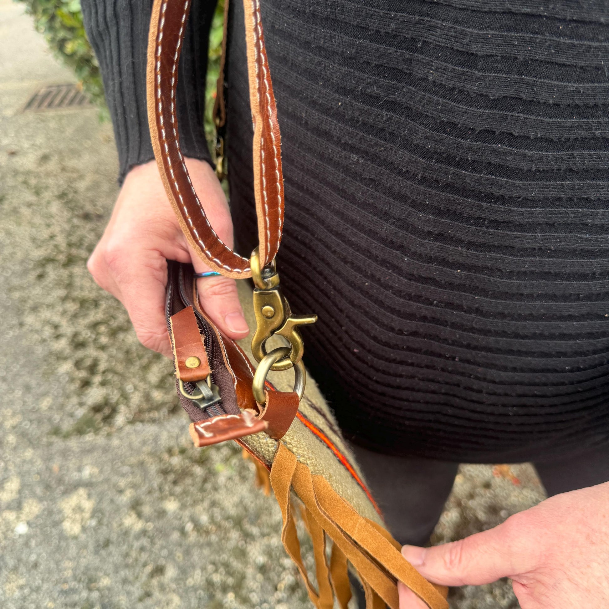 Leather Saddle Blanket Bag with Tassels - JayKayBoutiqueOnline