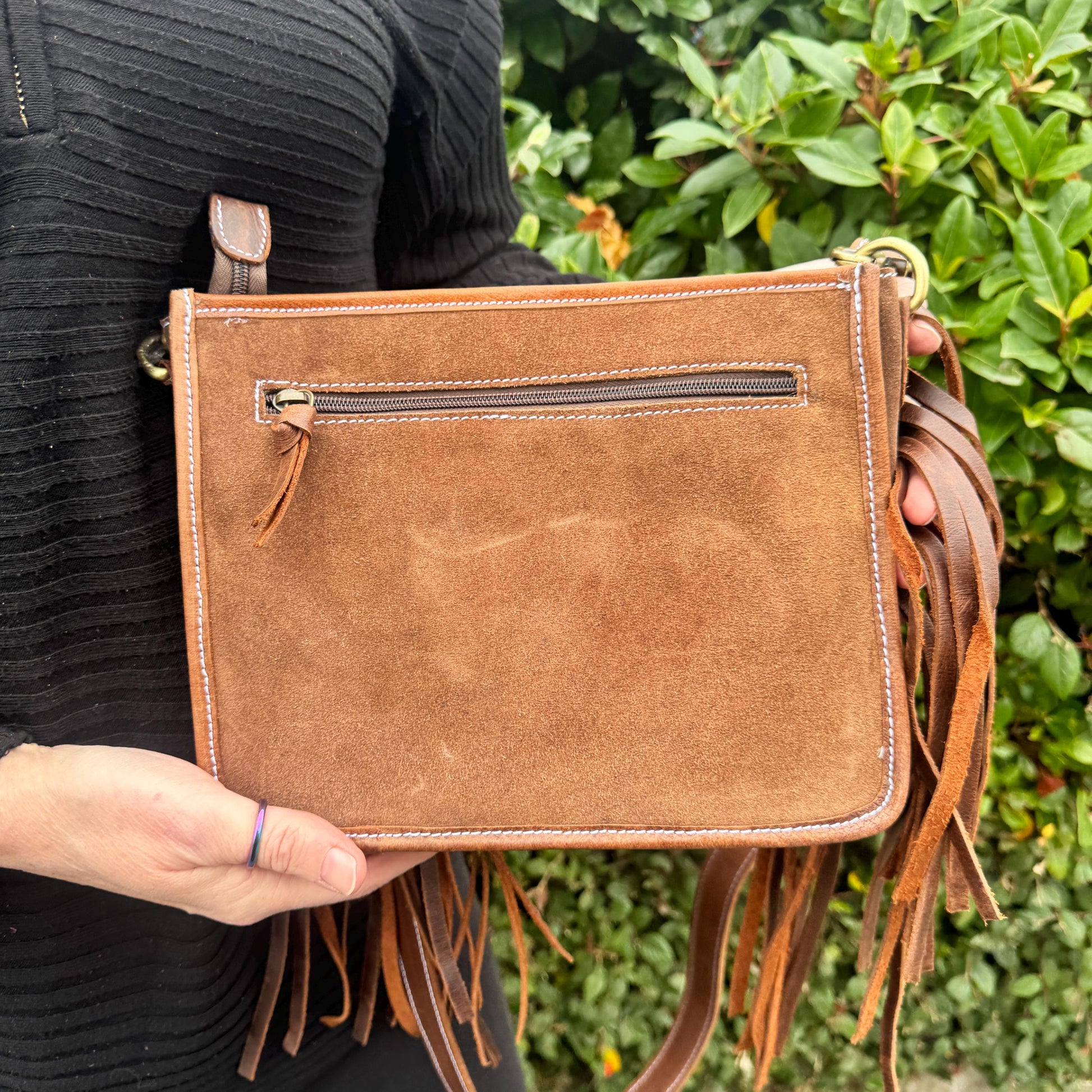 Suede Tassel Boot Stitch Shoulder Bag - JayKayBoutiqueOnline