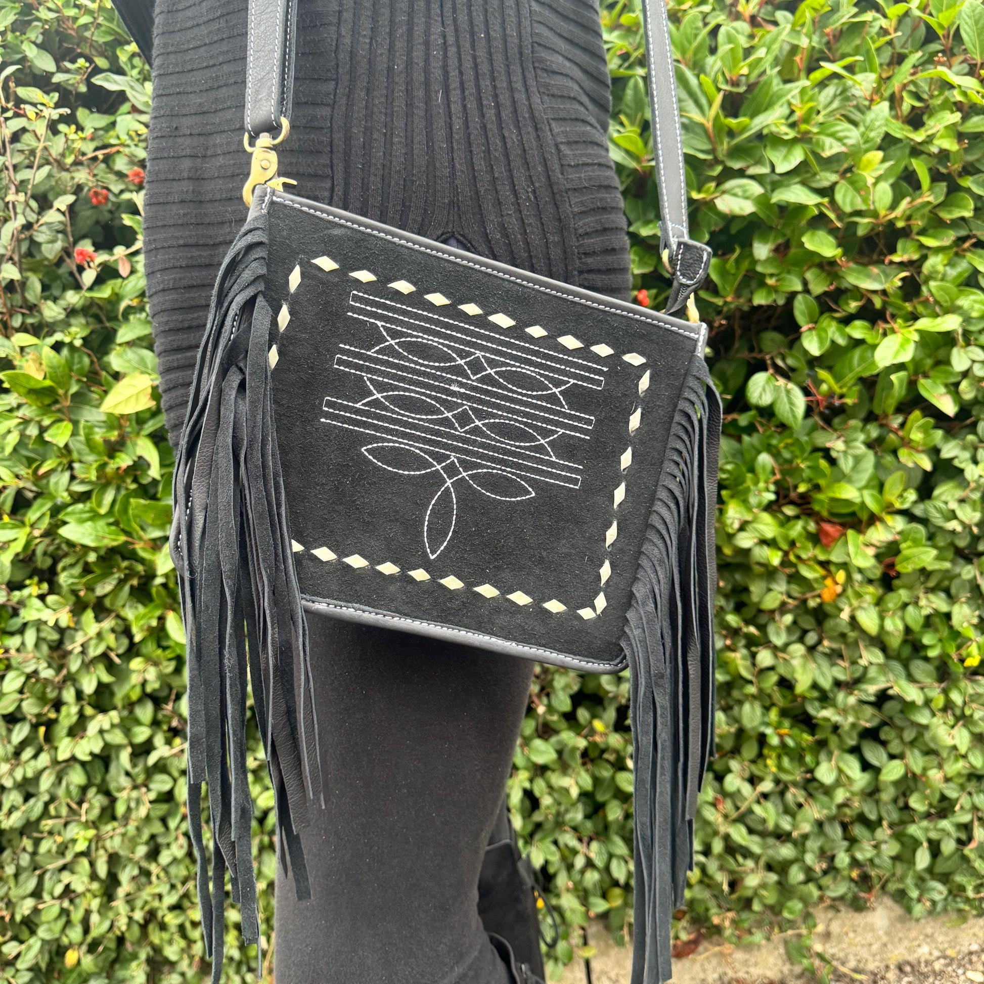 Suede Tassel Boot Stitch Shoulder Bag - JayKayBoutiqueOnline