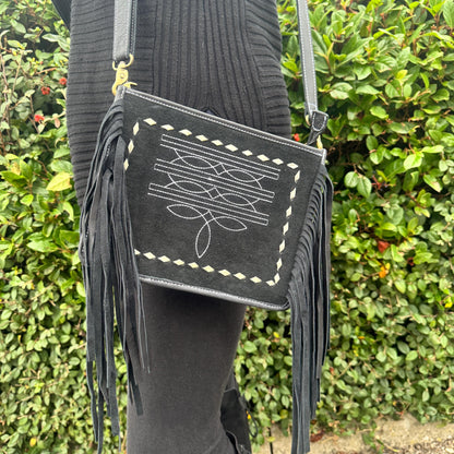 Suede Tassel Boot Stitch Shoulder Bag - JayKayBoutiqueOnline