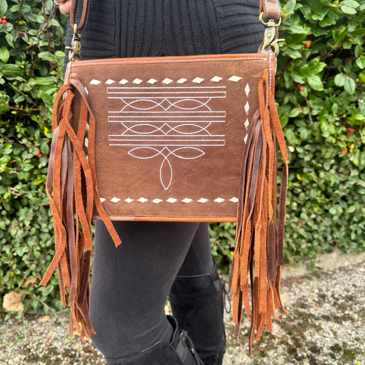 Suede Tassel Boot Stitch Shoulder Bag - JayKayBoutiqueOnline