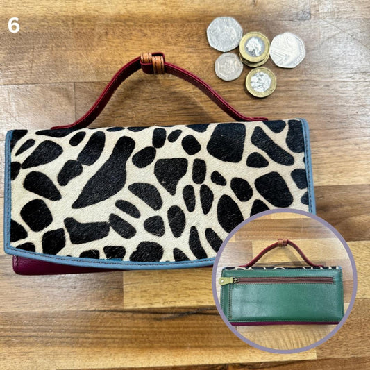 Recycled Leather Clutch Wallet with Animal Print Hide - JayKayBoutiqueOnline