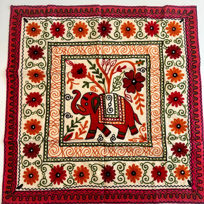Elephant Embroidered Square Table Cloth - JayKayBoutiqueOnline
