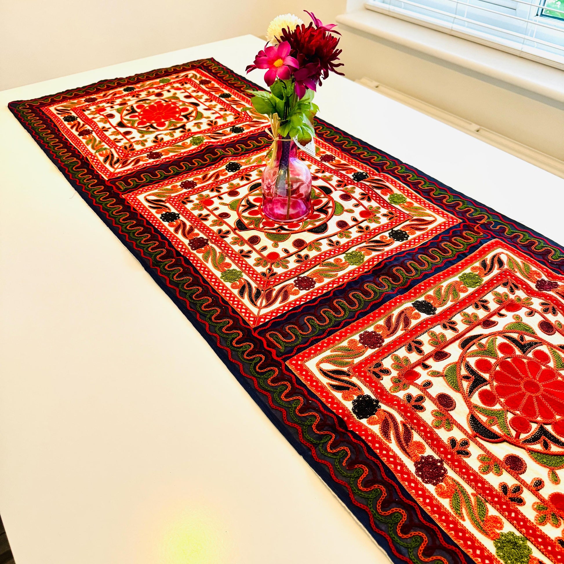 Wall Hanging Table Runner with Elephant or Floral Design - JayKayBoutiqueOnline
