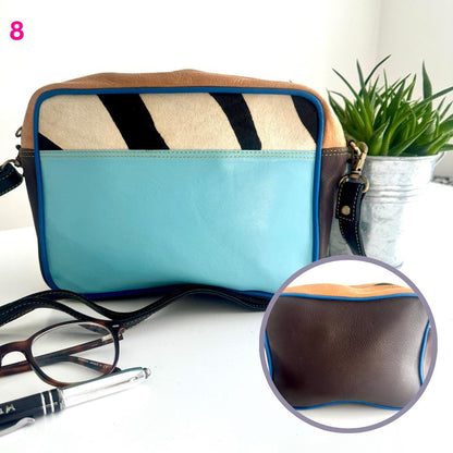 Coloured Leather Cross Body Bag with Animal Print - JayKayBoutiqueOnline
