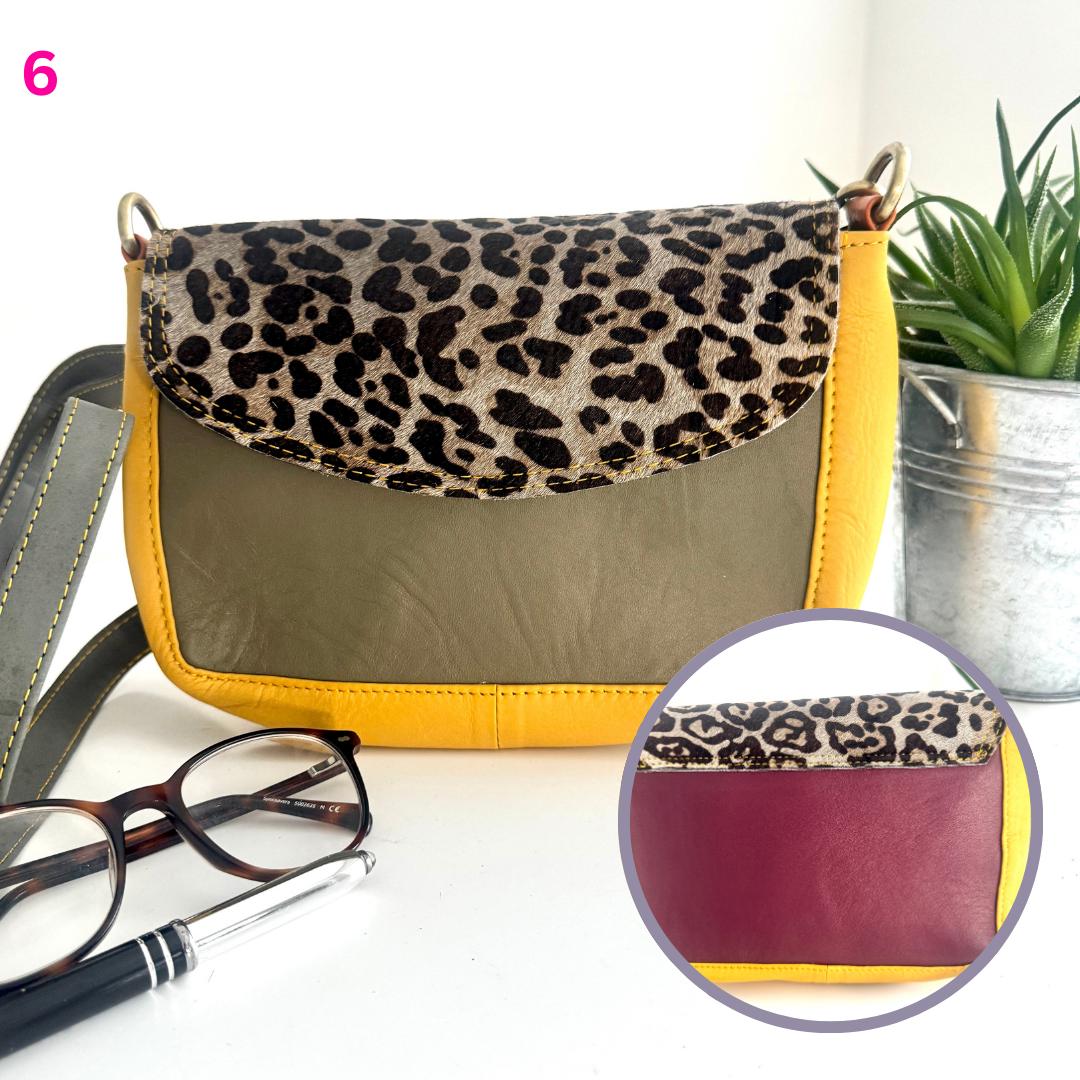 Coloured Leather Cross Body Bag with Animal Print - JayKayBoutiqueOnline