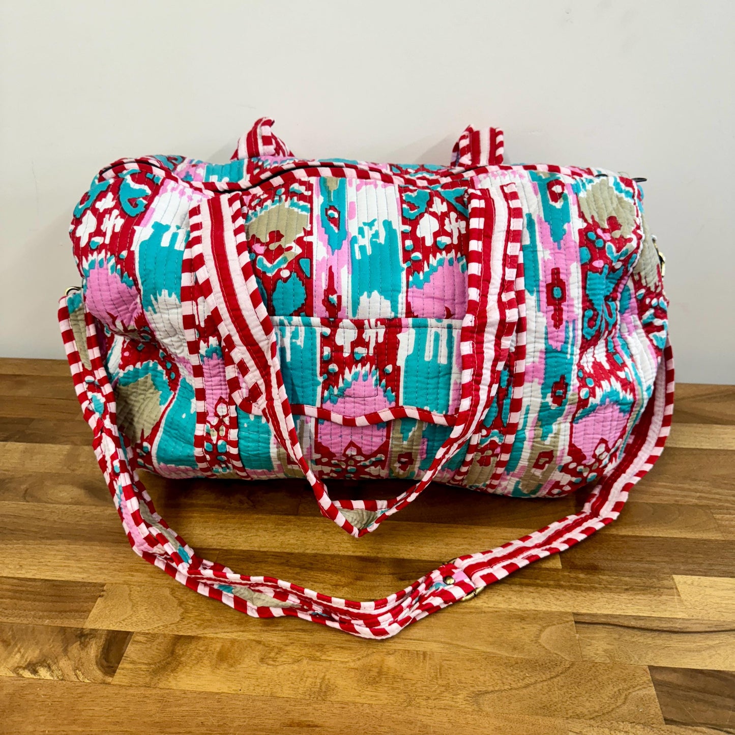 Cotton Quilted Overnight Bag | Cotton Travel Bag | Cotton Overnight Bag | Travel Bag | Weekender Bag | Travel Duffel Bag | Changing Bag - JayKayBoutiqueOnline