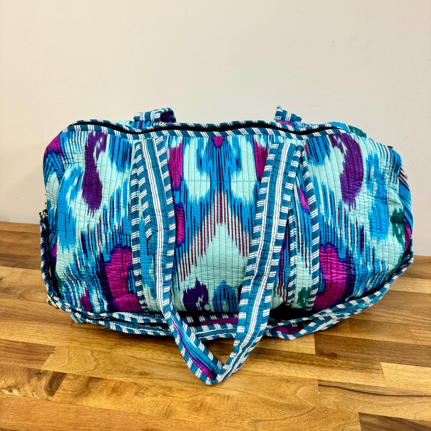 Cotton Quilted Overnight Bag | Cotton Travel Bag | Cotton Overnight Bag | Travel Bag | Weekender Bag | Travel Duffel Bag | Changing Bag - JayKayBoutiqueOnline