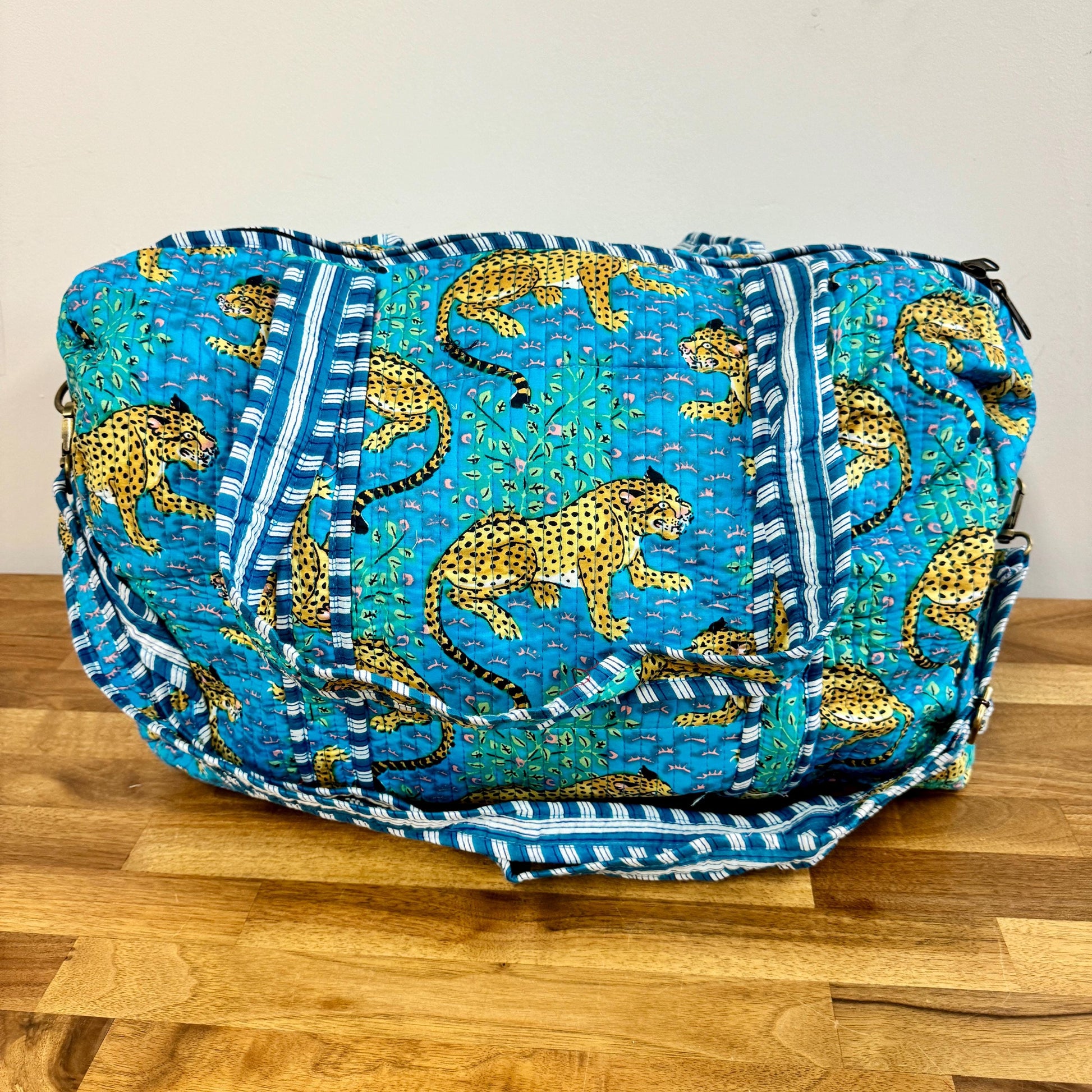 Cotton Quilted Overnight Bag | Cotton Travel Bag | Cotton Overnight Bag | Travel Bag | Weekender Bag | Travel Duffel Bag | Changing Bag - JayKayBoutiqueOnline