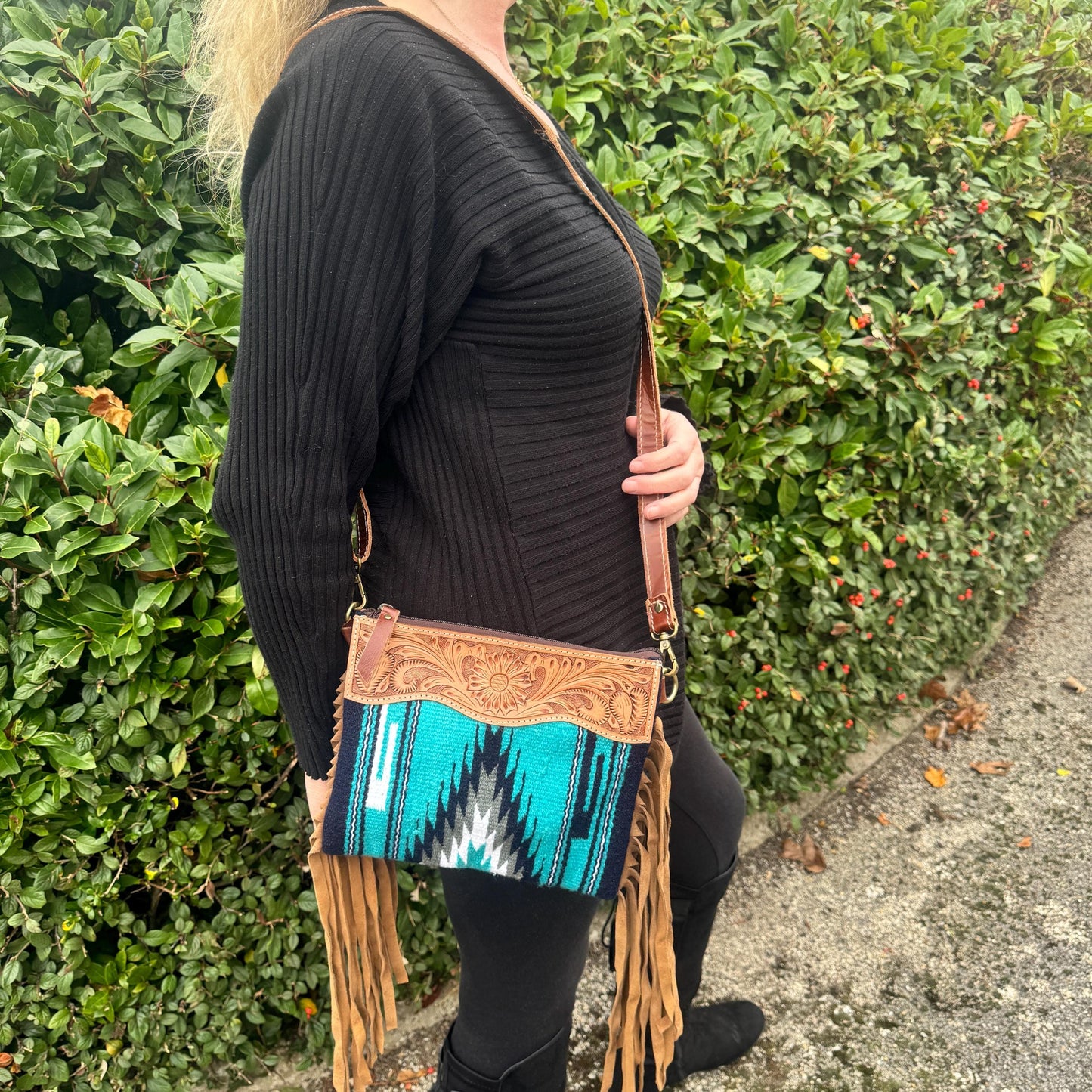 Leather Saddle Blanket Bag with Tassels - JayKayBoutiqueOnline