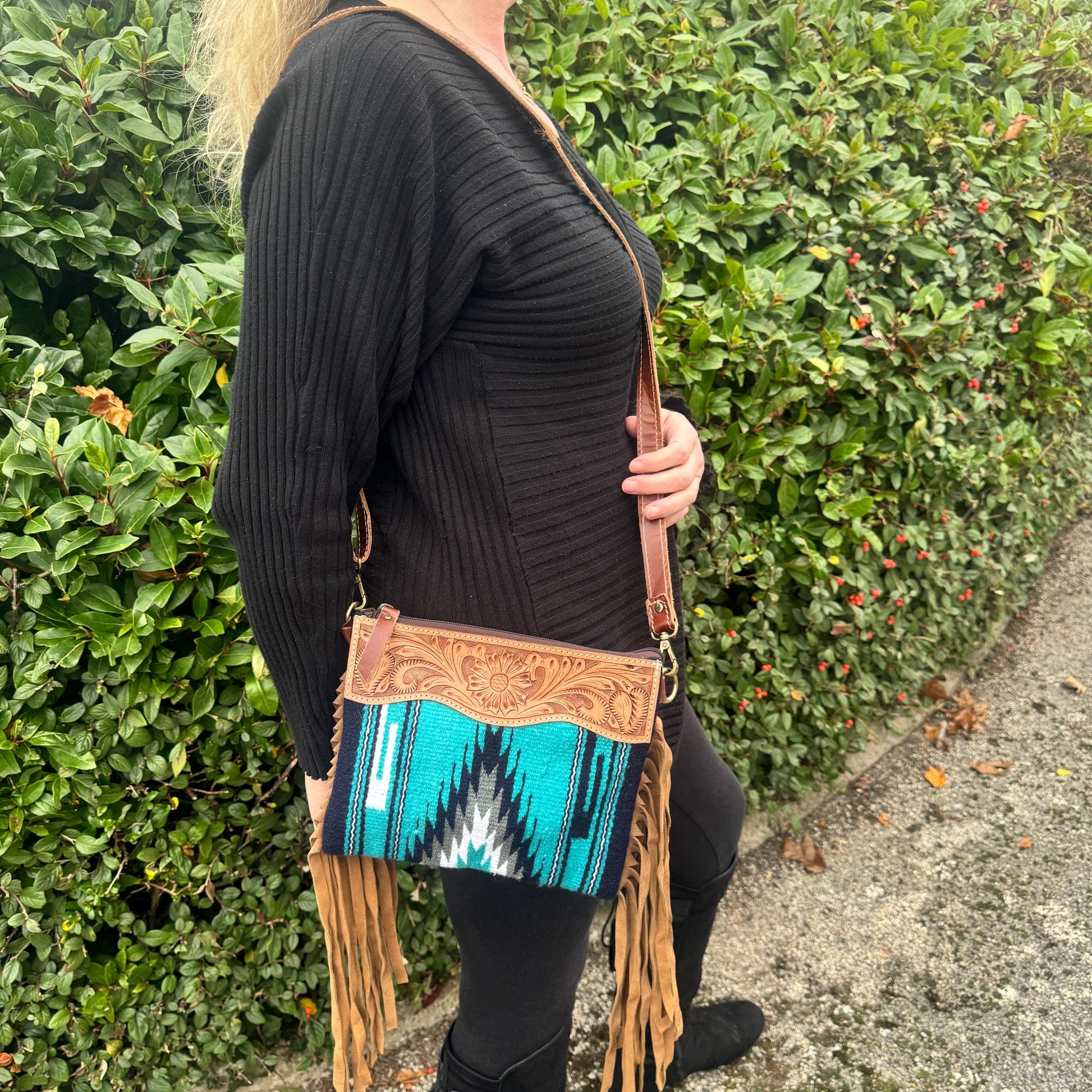 Leather Saddle Blanket Bag with Tassels - JayKayBoutiqueOnline