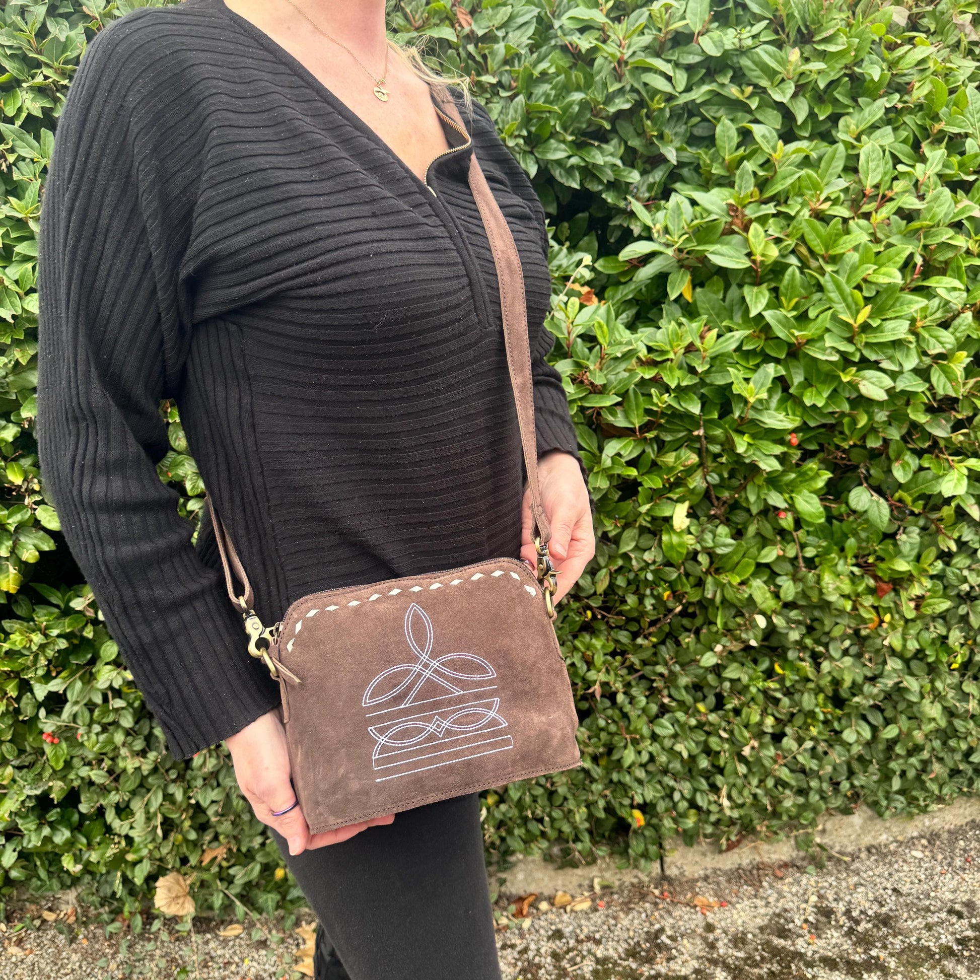 Western Style Boot Stitch Cross Body Suede Bag - JayKayBoutiqueOnline