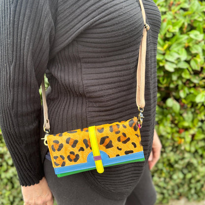 Coloured Recycled Leather Purse with Shoulder Strap - JayKayBoutiqueOnline