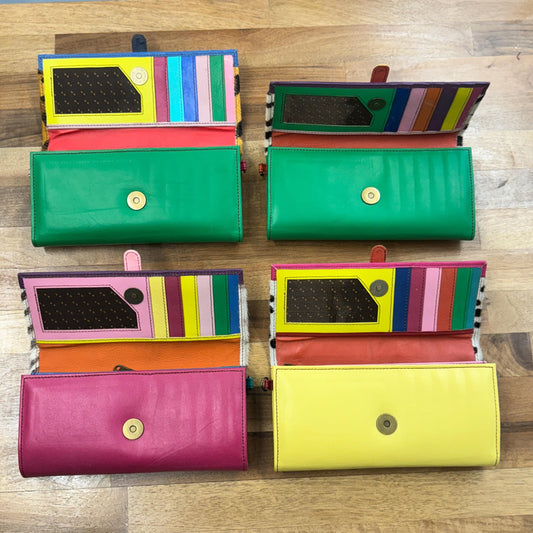 Coloured Recycled Leather Purse with Shoulder Strap - JayKayBoutiqueOnline