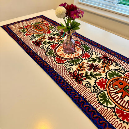 Wall Hanging Table Runner with Elephant or Floral Design - JayKayBoutiqueOnline