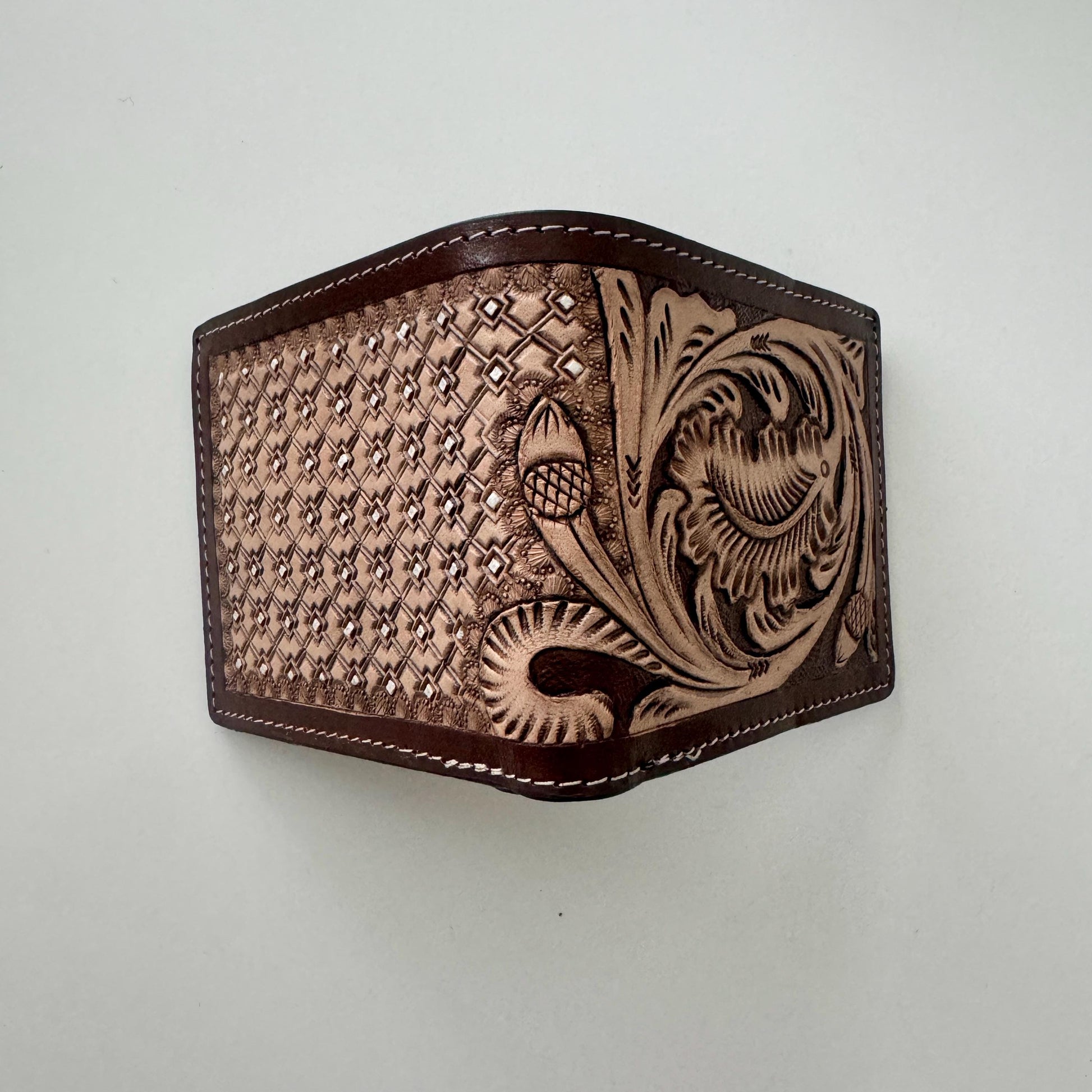 Hand Carved Leather Bi-Fold Wallet - JayKayBoutiqueOnline
