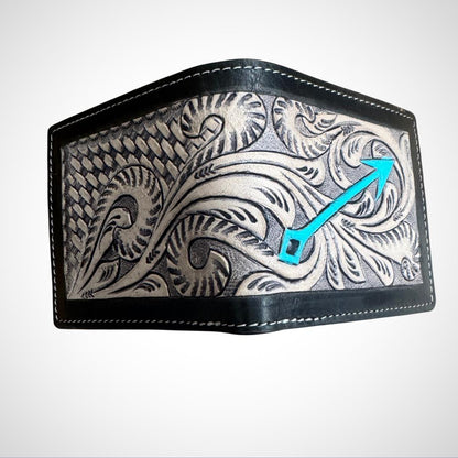 Hand Carved Leather Bi-Fold Wallet - JayKayBoutiqueOnline