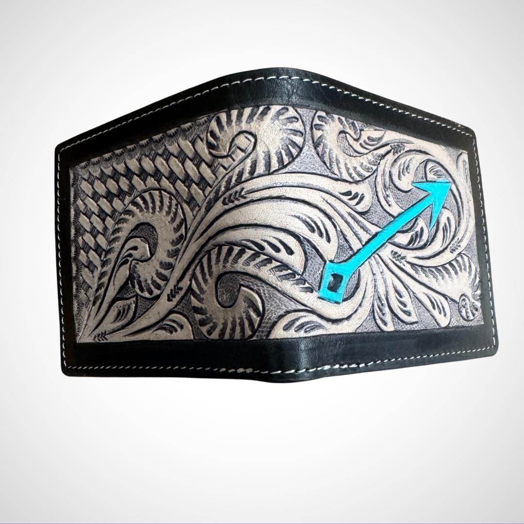 Hand Tooled Leather Bi-Fold Wallet in Various Designs - JayKayBoutiqueOnline