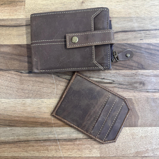 Mens Leather Bi-Fold Wallet with Pull Out Card Holder - JayKayBoutiqueOnline