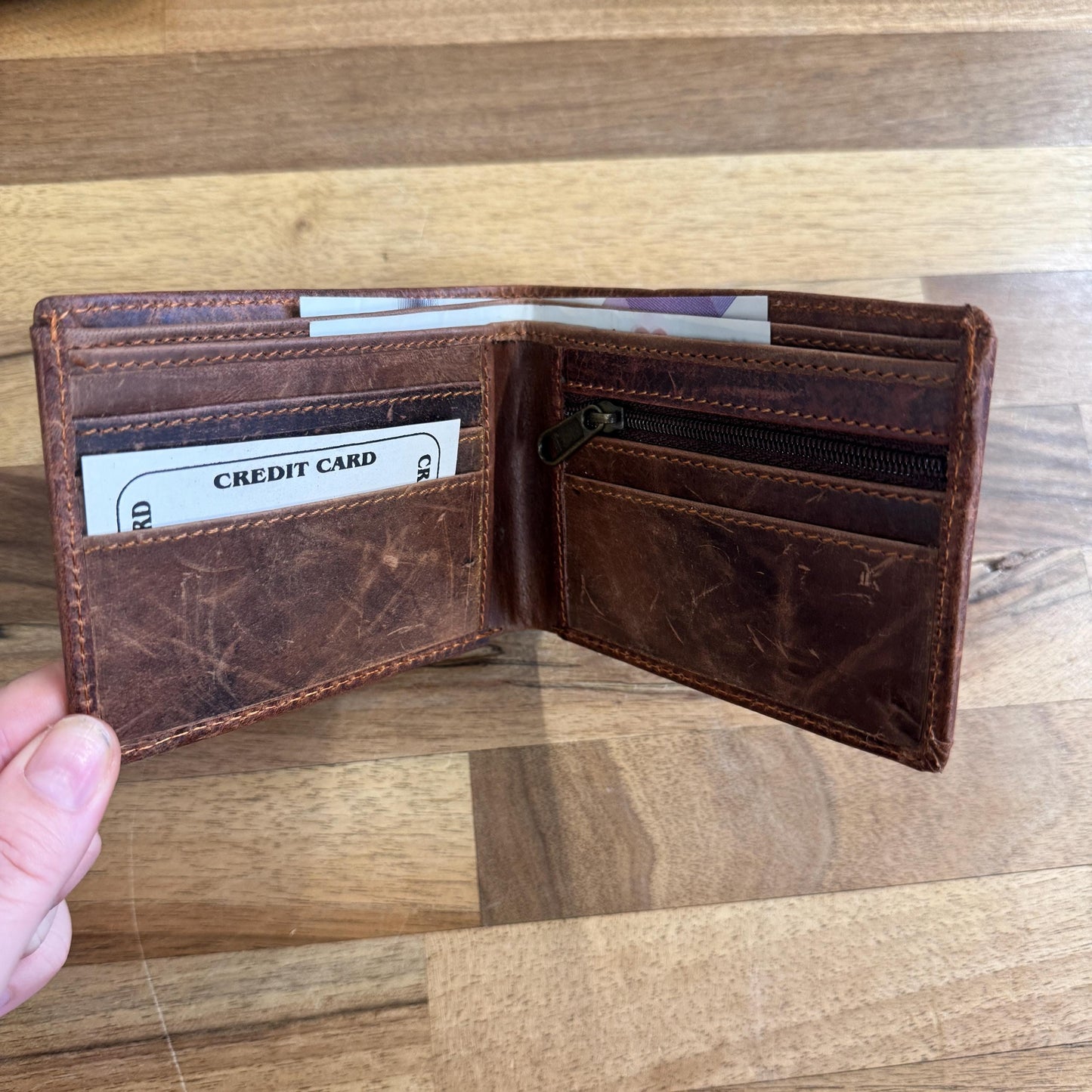 Slim Brown Bi-Fold Leather Wallet for Men - JayKayBoutiqueOnline