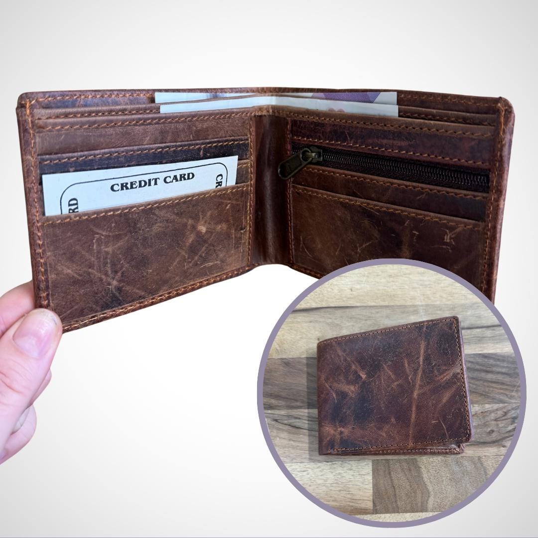 Slim Brown Bi-Fold Leather Wallet for Men - JayKayBoutiqueOnline