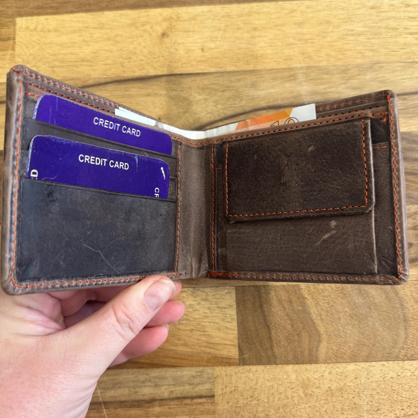 Slim Brown Bi-Fold Leather Wallet for Men - JayKayBoutiqueOnline