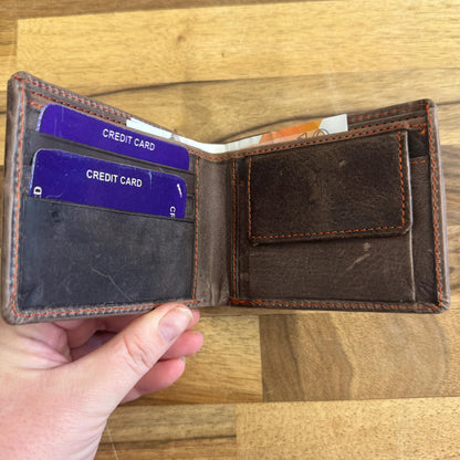 Slim Brown Bi-Fold Leather Wallet for Men - JayKayBoutiqueOnline